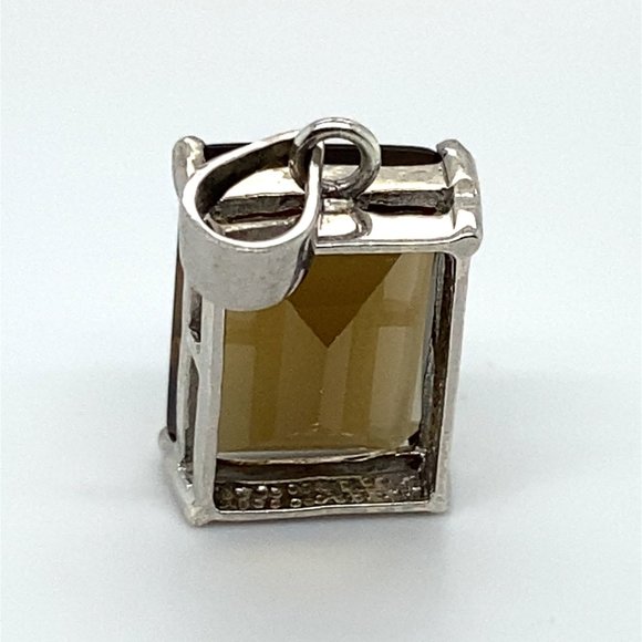 Smoky Quartz 12.17ct Rhodium Finish Solid 925 Sterling Silver Pendant - Picture 6 of 7